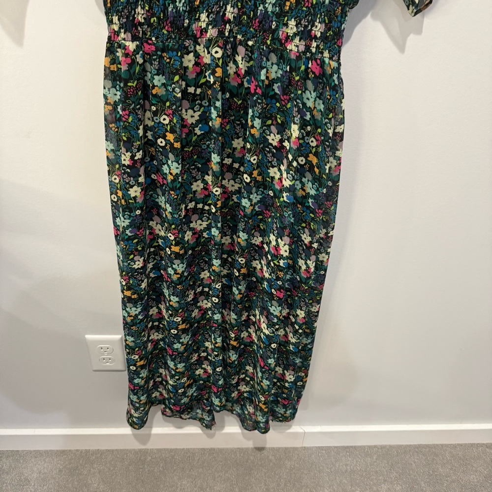 Cabi Fiesta Maxi Short Sleeve Dress Dark Green Floral Model 5386‎ Size XS Womens - Picture 4 of 11